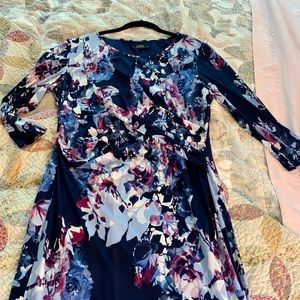Floral print faux wrap dress